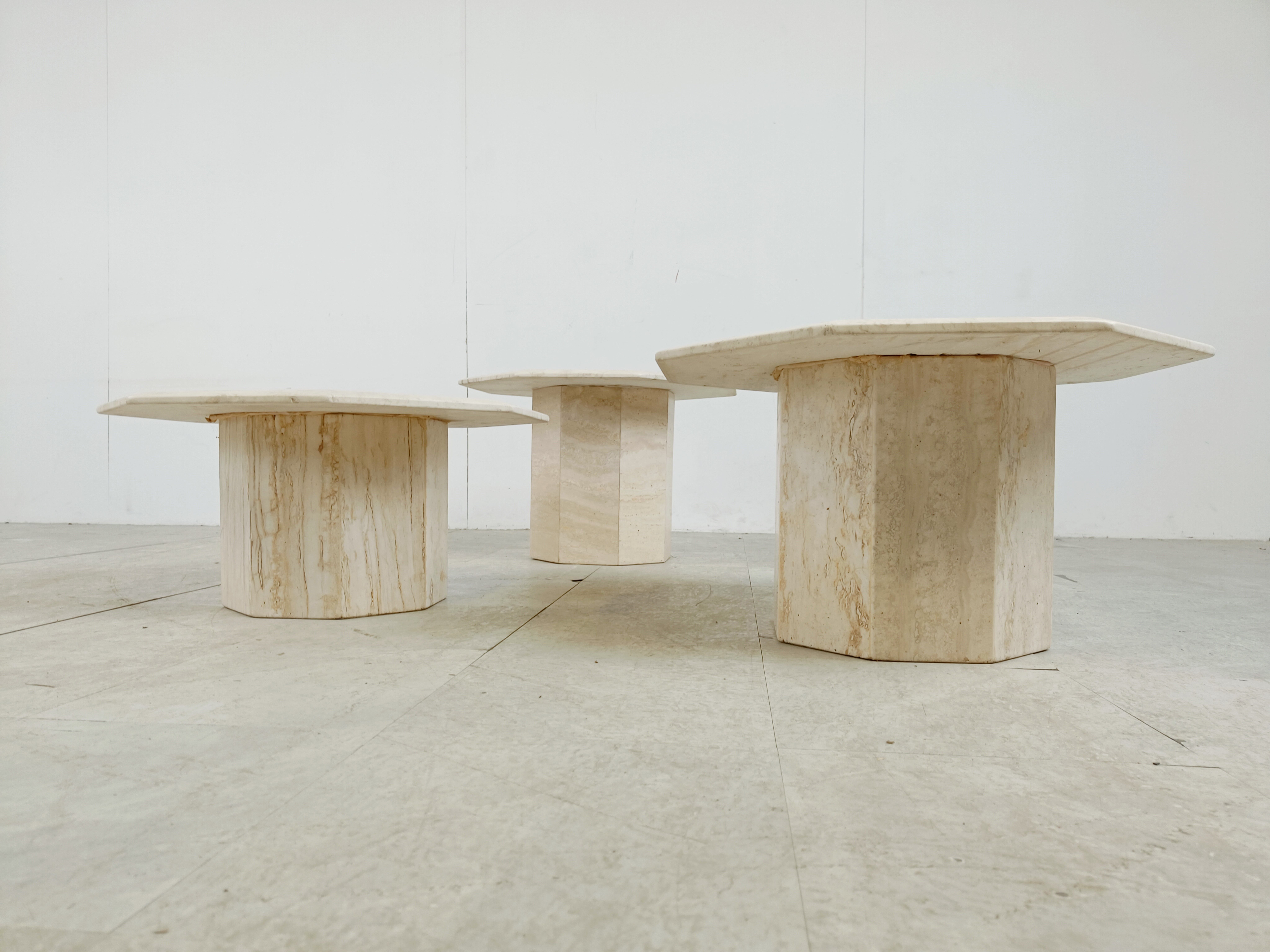 Vintage travertine nesting or side tables, 1970s