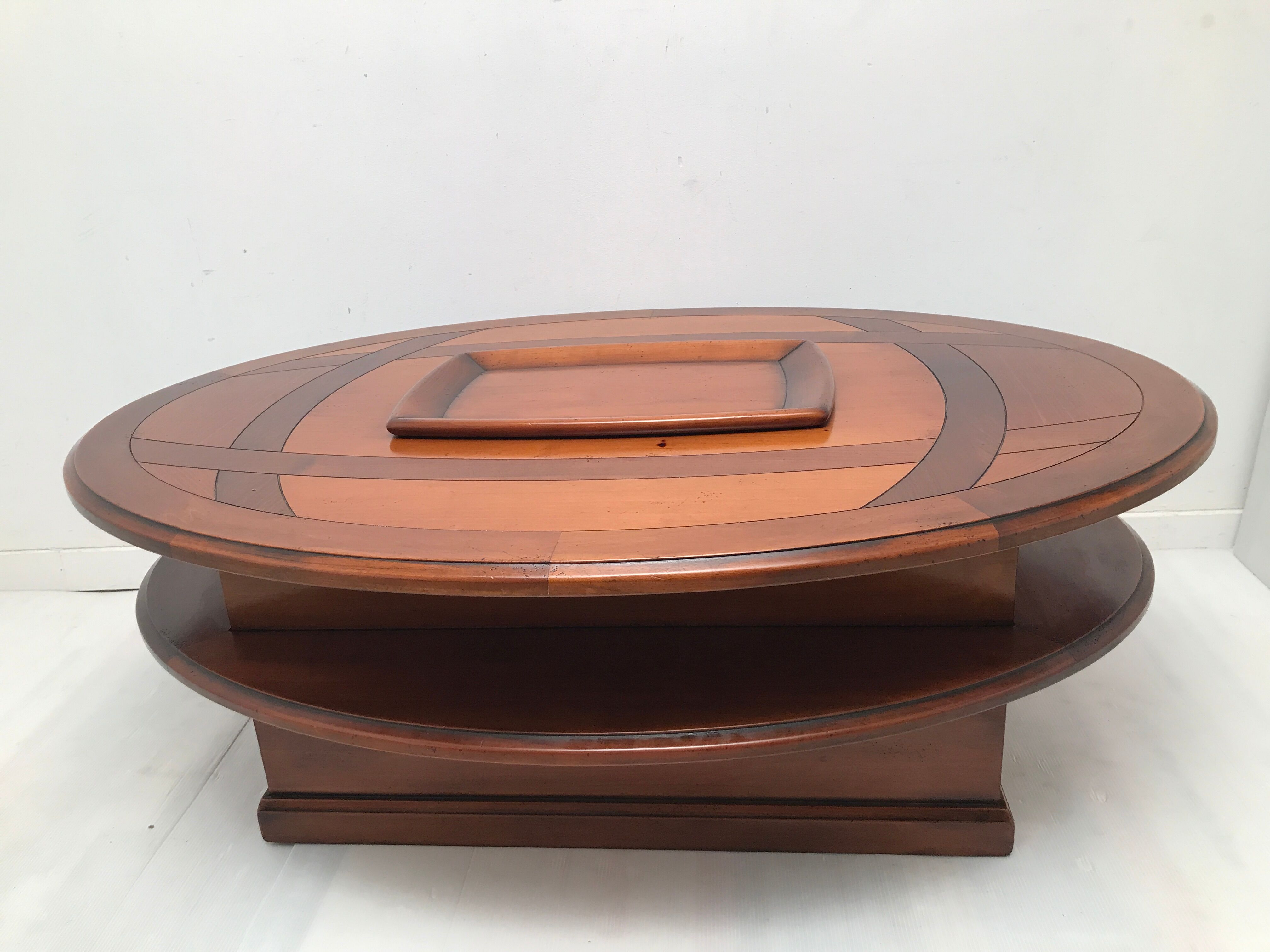 Coffee table bar trunk oval vintage cherry 70s-80s