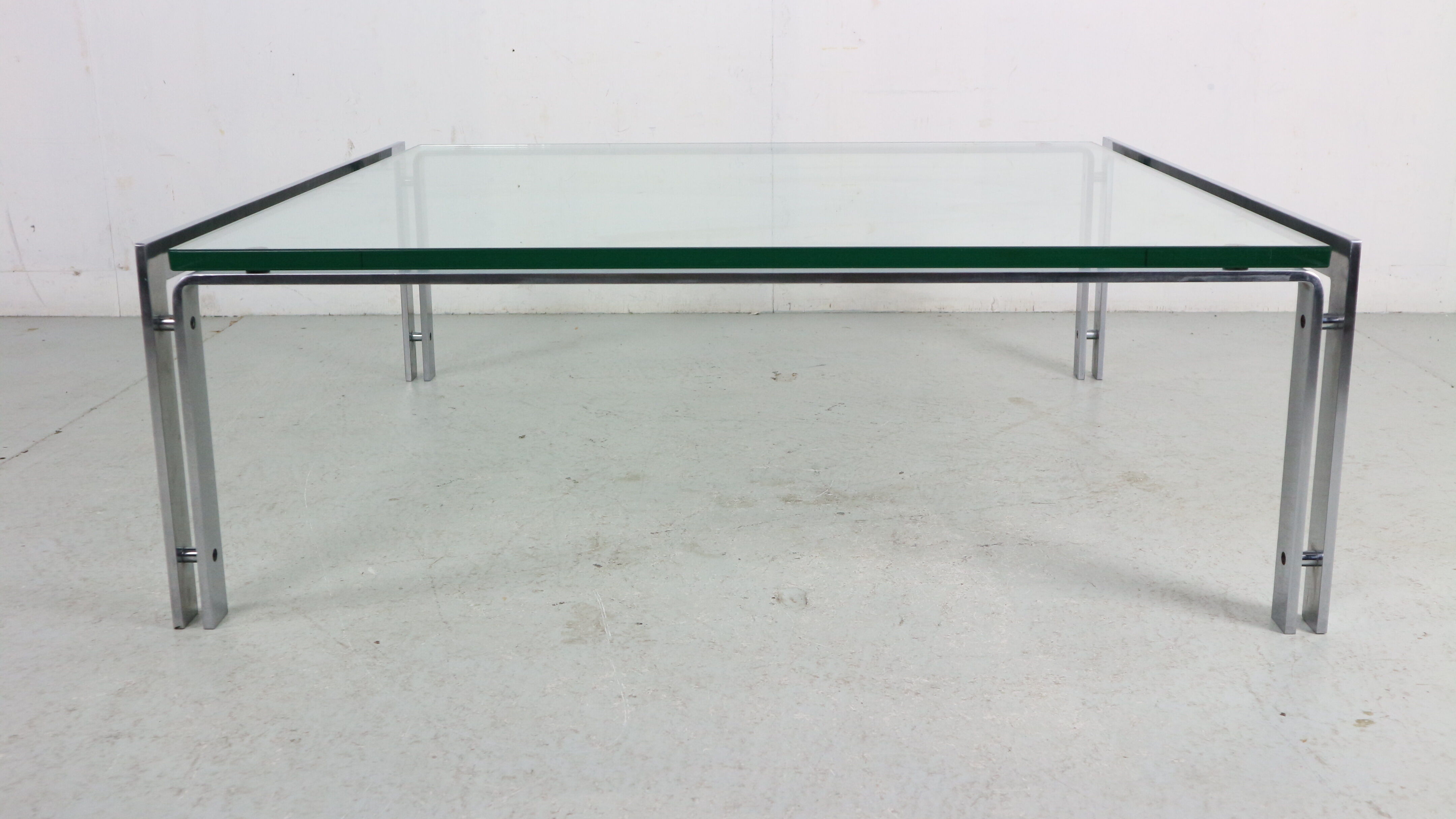 Dutch Metaform Large Steel & Glass Coffee Table by Hank Kwint, 1970
