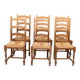 6 solid wood and straw chairs with high farmhouse-style backs
