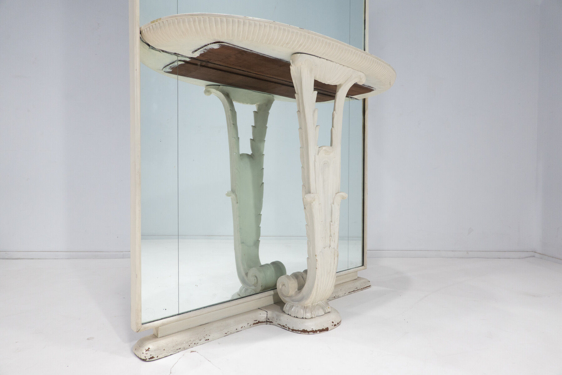 Italian console mirror, wood and glass