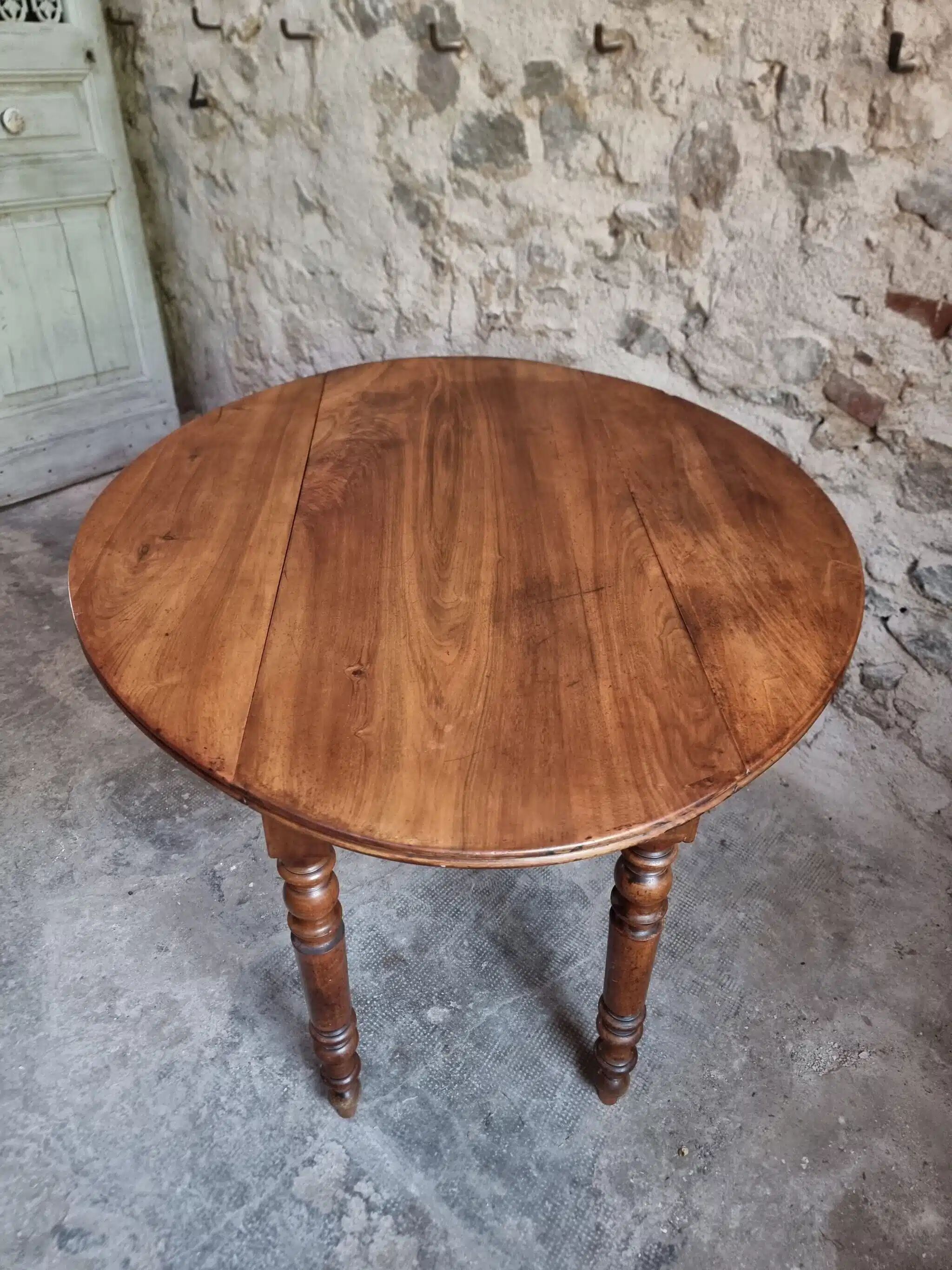 Antique French walnut folding dining table