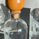 BOUTEILLES Verre Gravé et Bois VINTAGE