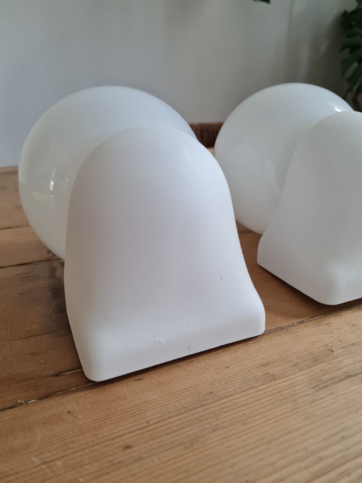 Pair of white opaline wall lamps