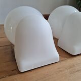 Pair of white opaline wall lamps