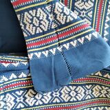 grande nappe et 11 serviettes vintage basque bleu indigo,