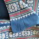 Large tablecloth and 11 vintage Basque indigo blue napkins