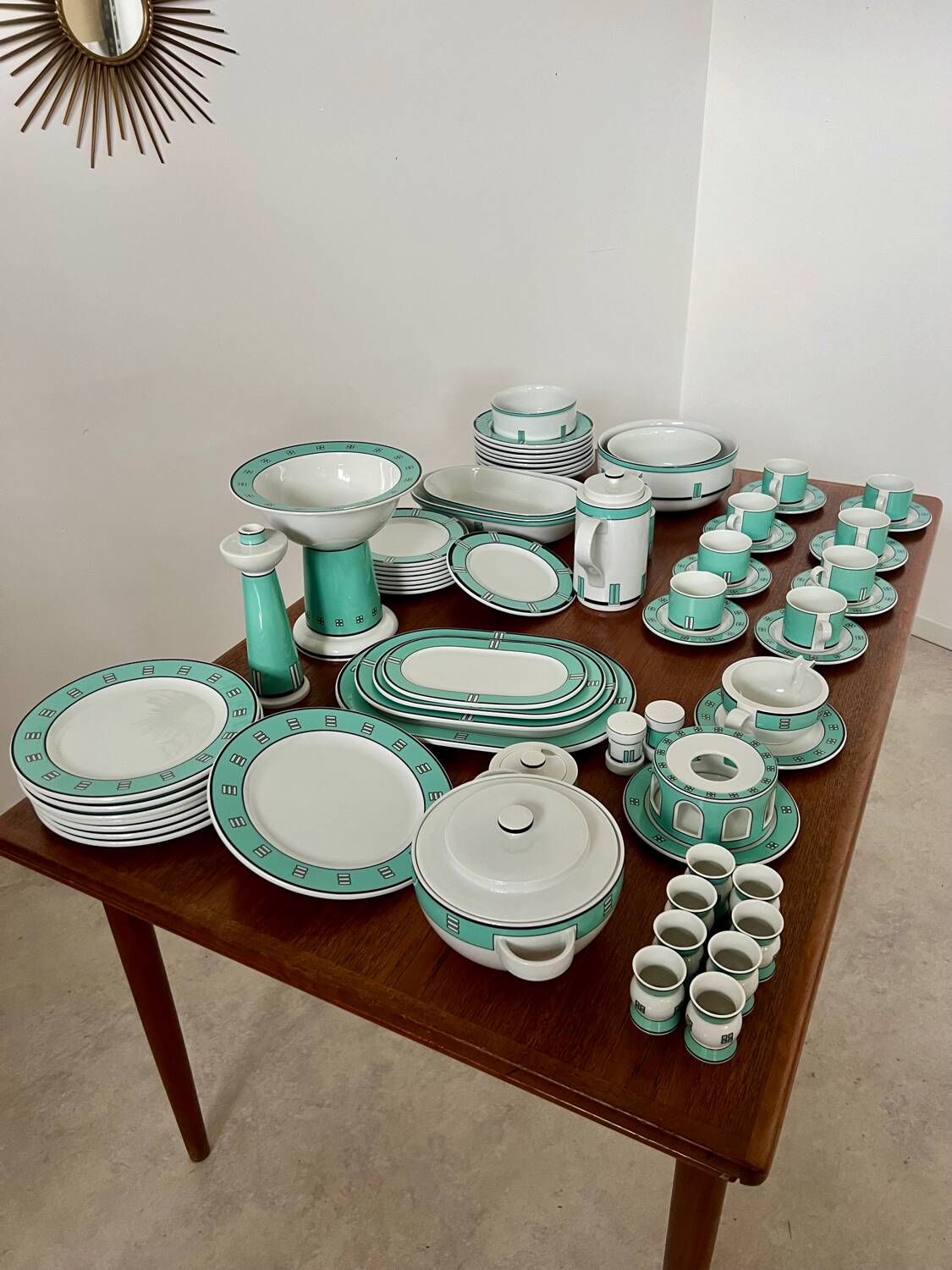 Vintage 72-piece tableware set Arzberg model Cult Focus postmodern bauhaus style