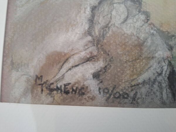 Pastel encadré paysage de bord de mer