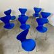 Lot 8 blue chairs series 7 design Arne Jacobsen for Fritz Hansen Denmark vintage
