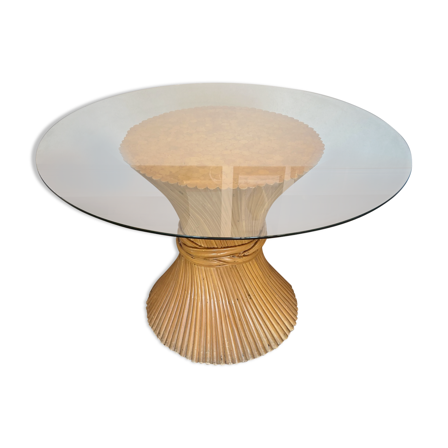 Glass rattan table by John McGuire