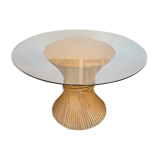 Glass rattan table by John McGuire