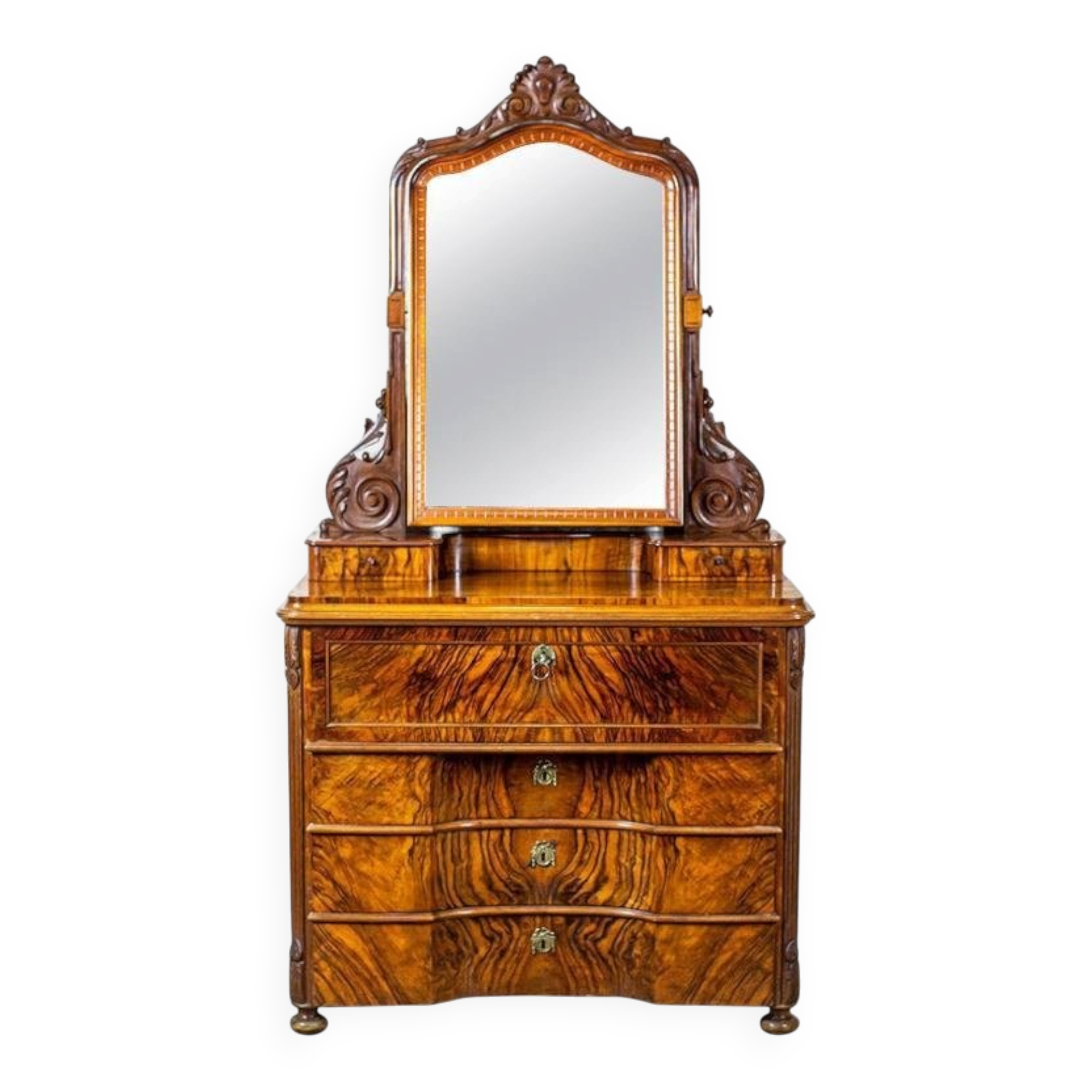 Antique Two-Part Dresser with Mirror, 1890s