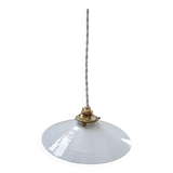 Old hanging lamp in white opaline Art Deco 1930 Ø 24.7 cm