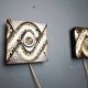 Pair of ceramic brutalist wall lamps by Pan Leuchten, 1960s