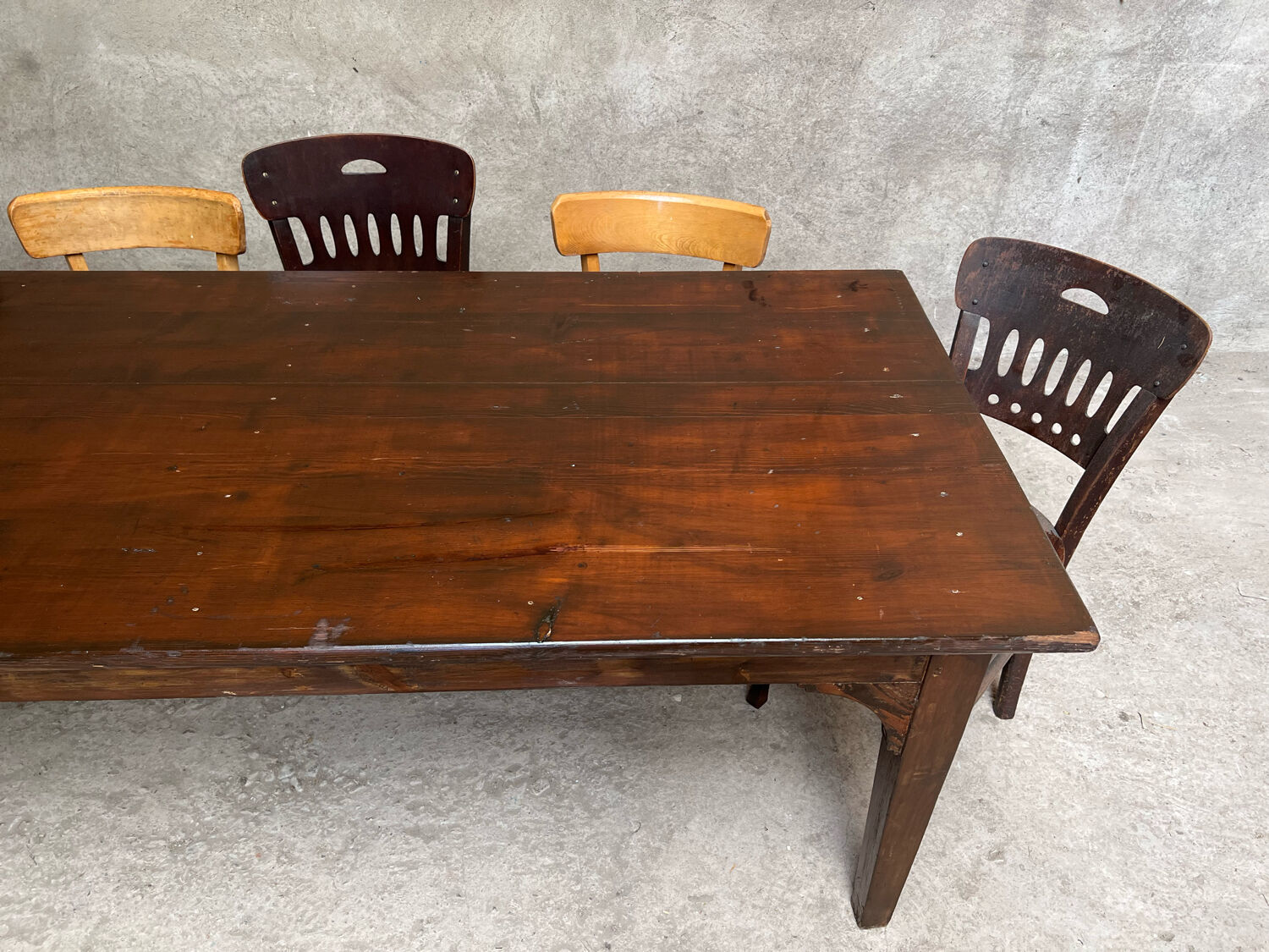 Old 3m fir farm table late 19th early 20th