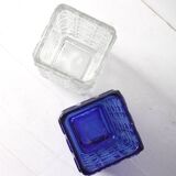 Two Vintage Mid-Century Cobalt & Clear Glass Vases Taalari / Tamara Aladin