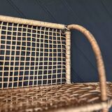 Steel and wicker wall shelf