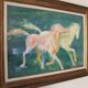 Framed painting representing horses, signed, XX th
