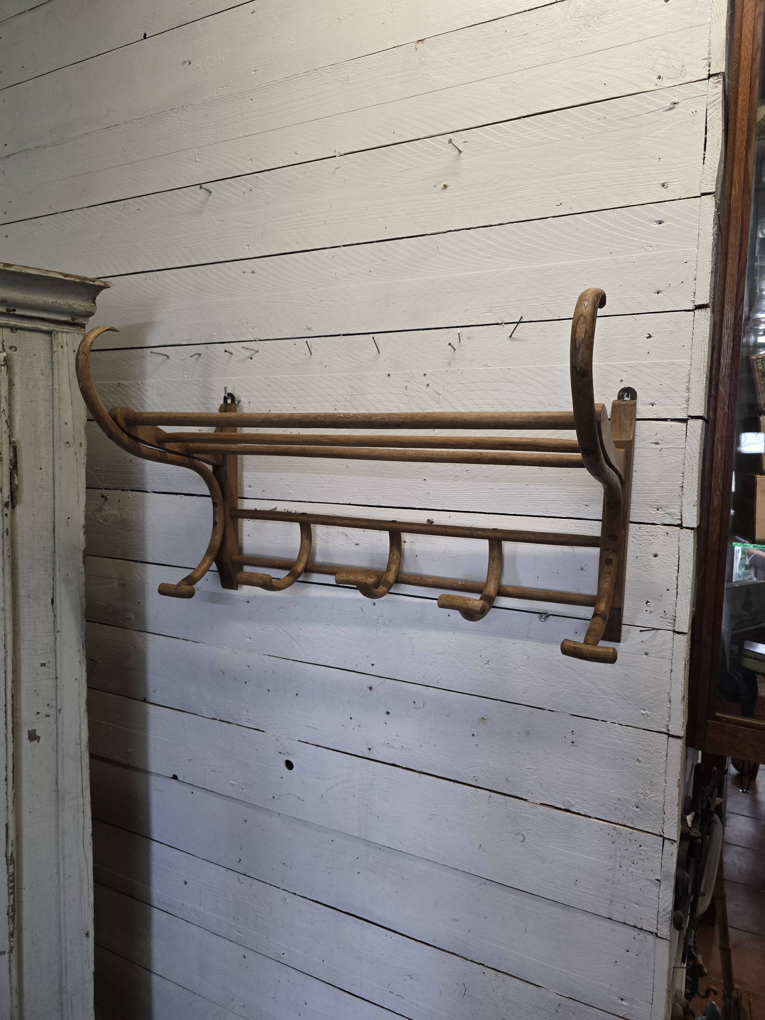 Old curved wooden coat rack