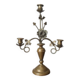 Antique candle holder old brass sunflower baroque countryside three branches