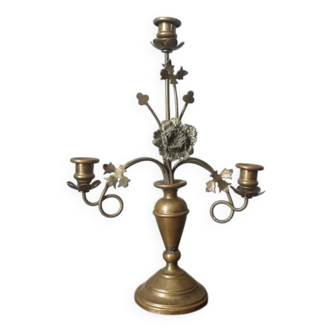 Chandelier trois branches antique en laiton