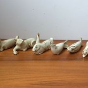 Set of 6 animal knife holders in Limoges porcelain