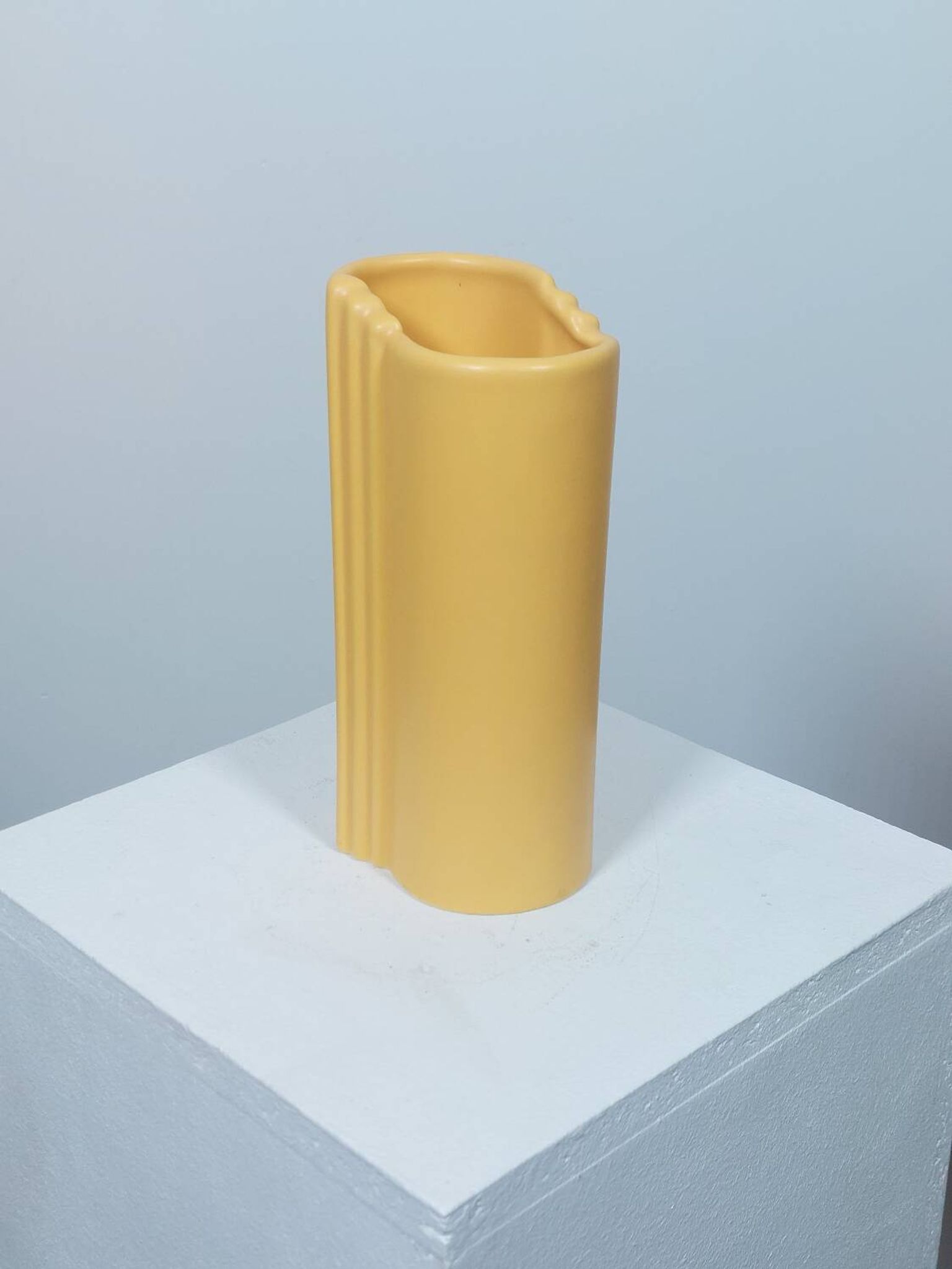Three yellow vases in Memphis style by ASA Germany.