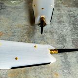 Pair of vintage plexi and bakelite 50s wall lamps