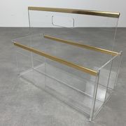 Plexiglas and brass magazine door 70s Hollywood Regency style