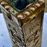 Embossed metal vase by alfred daguet, 1900 art nouveau period