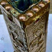 Embossed metal vase by alfred daguet, 1900 art nouveau period
