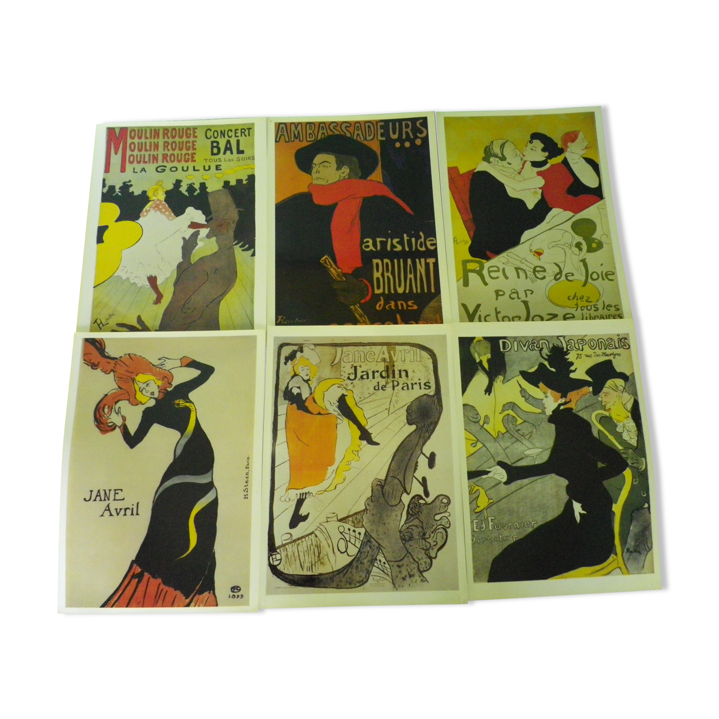 6 Toulouse-Lautrec posters, coloured glazed paper,31 x 44 cm, Taschen Posterbook