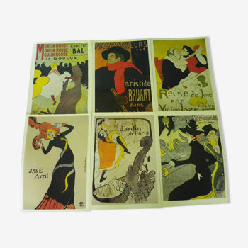 6 Toulouse-Lautrec posters, coloured glazed paper,31 x 44 cm, Taschen Posterbook