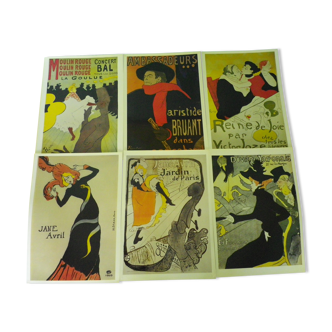 6 affiches-posters de Toulouse-Lautrec, papier glaçé en couleur,31 x 44 cm,  Posterbook Taschen