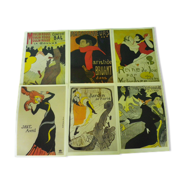 6 Toulouse-Lautrec posters, coloured glazed paper,31 x 44 cm, Taschen Posterbook