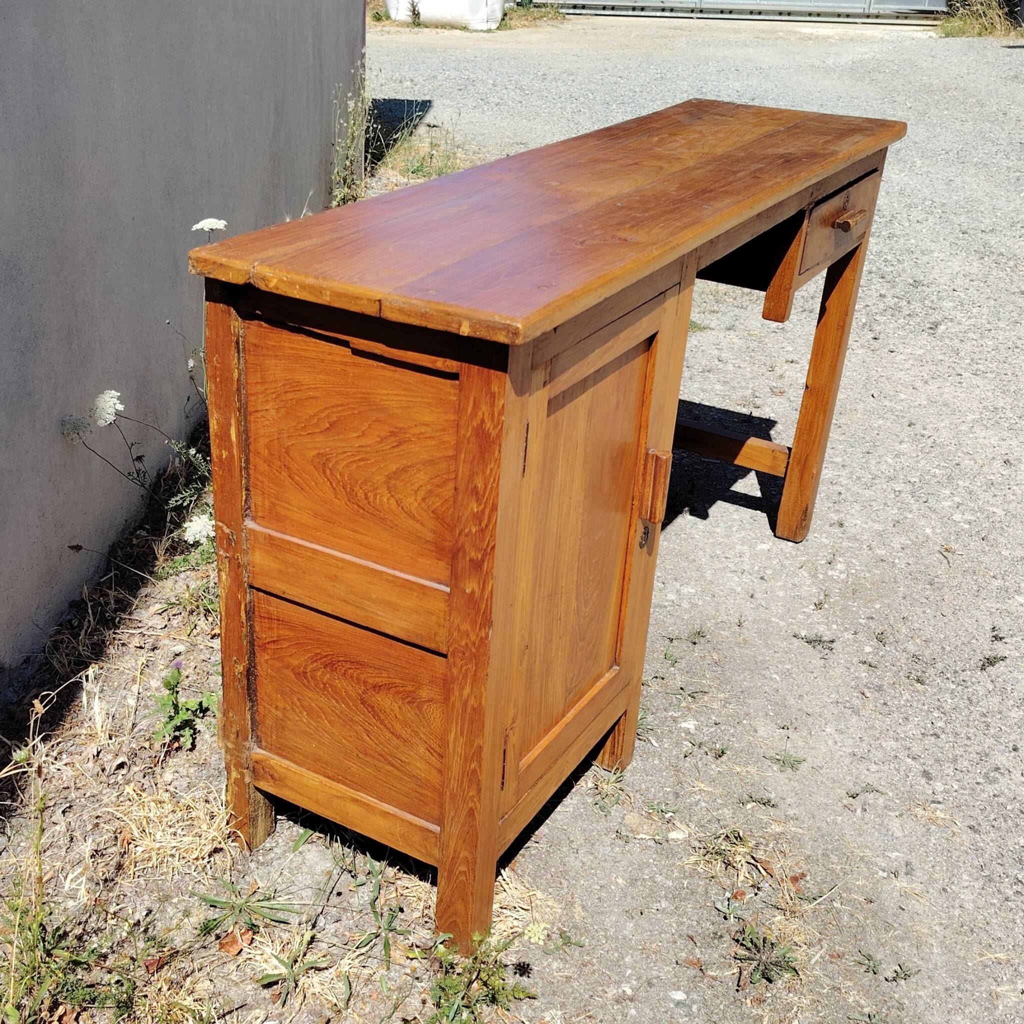Bureau, console en bois vernis vintage