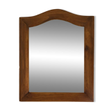 Miroir glace ancienne, bois chapeau de gendarme