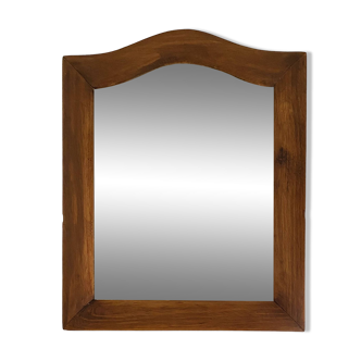 Miroir glace ancienne, bois chapeau de gendarme