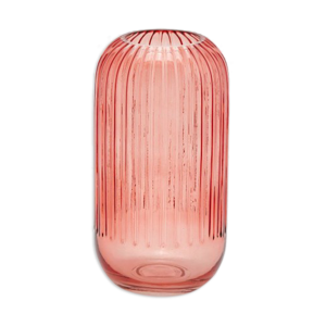 Vase en verre rose à - rayures