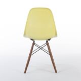 Ensemble de 4 chaises à coque latérales Eames DSW originales Herman Miller jaune citron