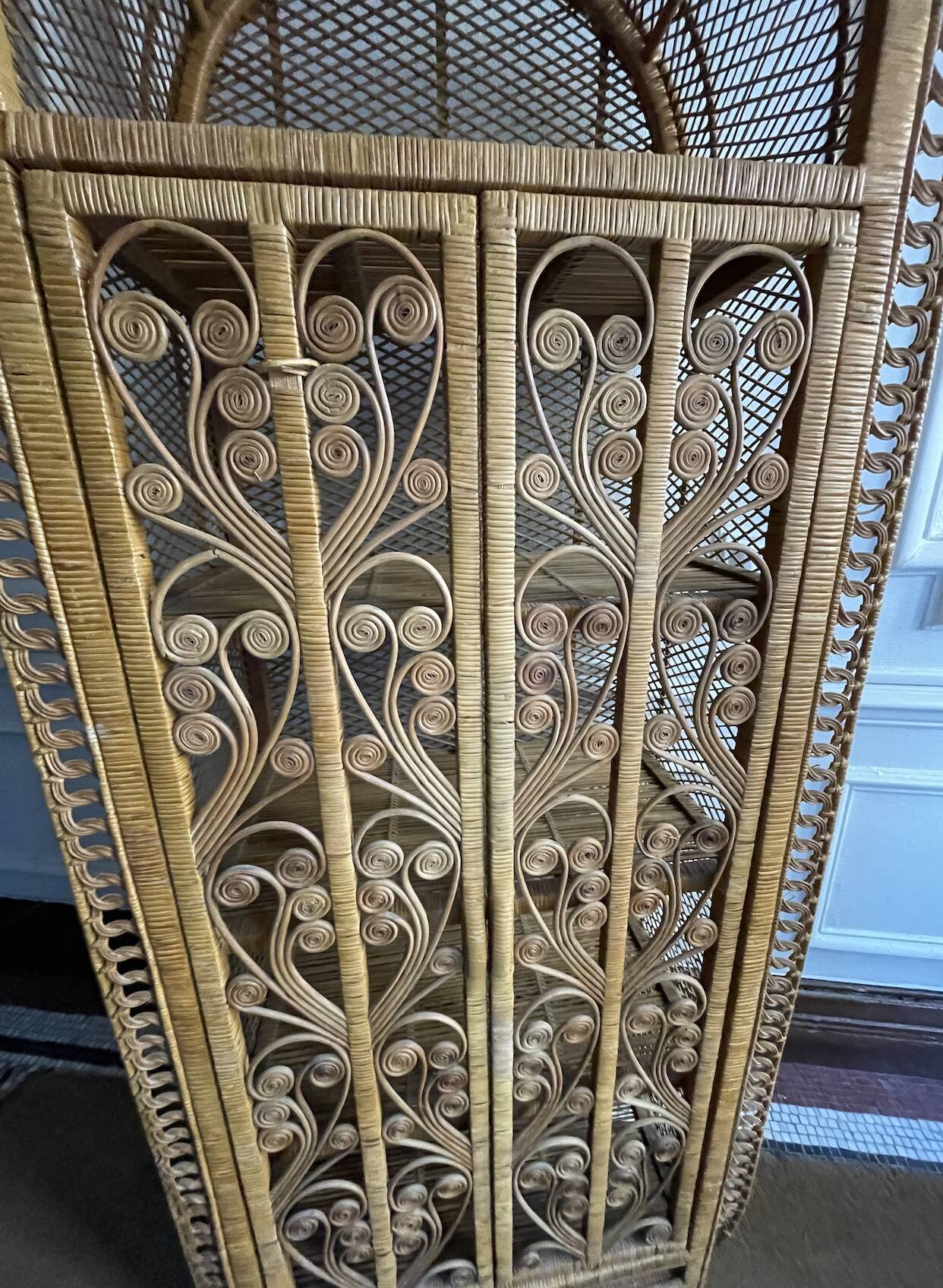 Rattan library shelves