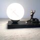 Lampe veilleuse art déco marbre et faon en régule