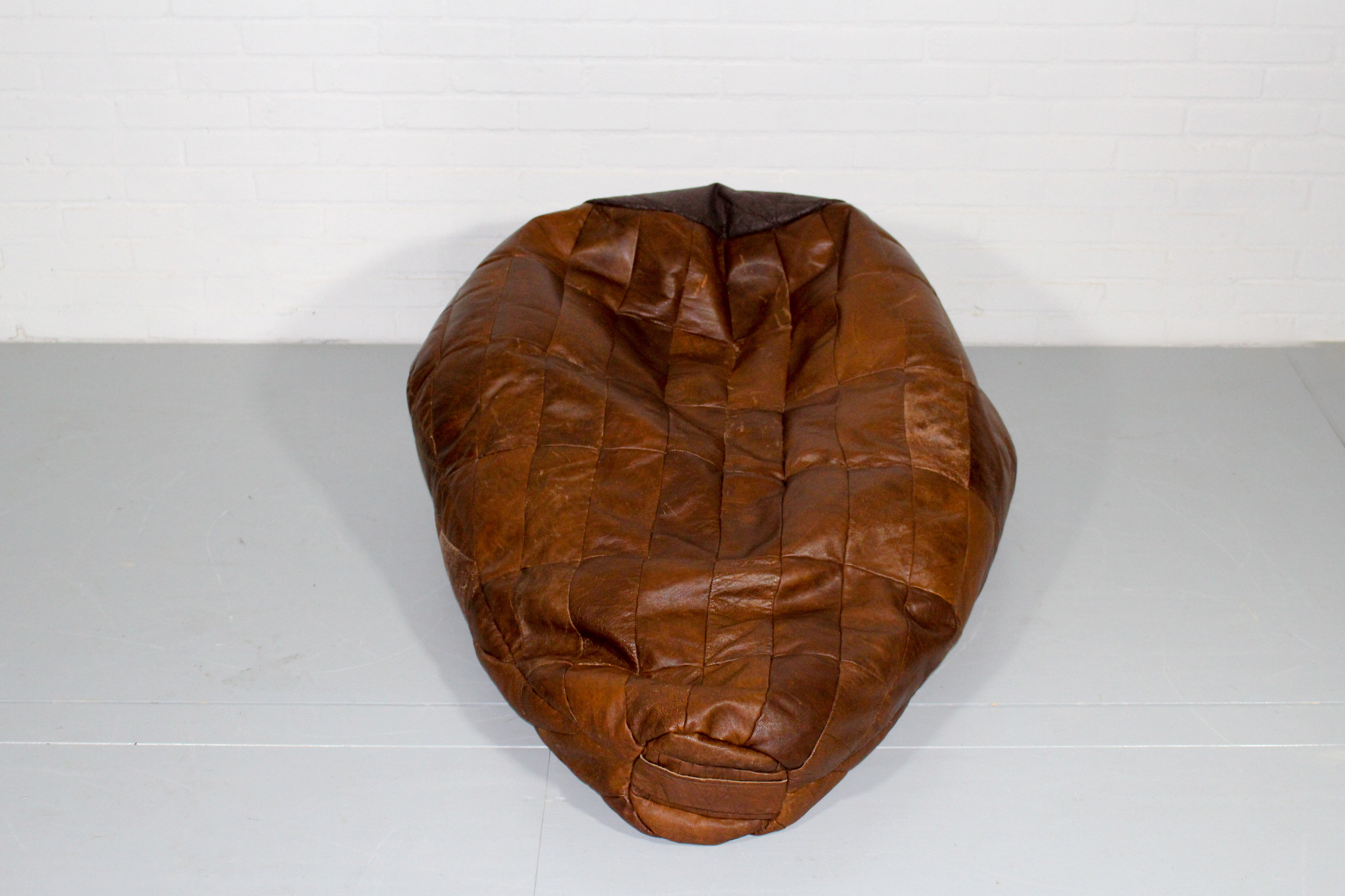 Midcentury modern leather patchwork bean bag, 1970