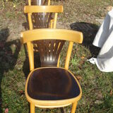 Set of 4 chairs wooden coffee multicore gold and black