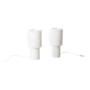 Paire de lampes en albâtre, travail contemporain