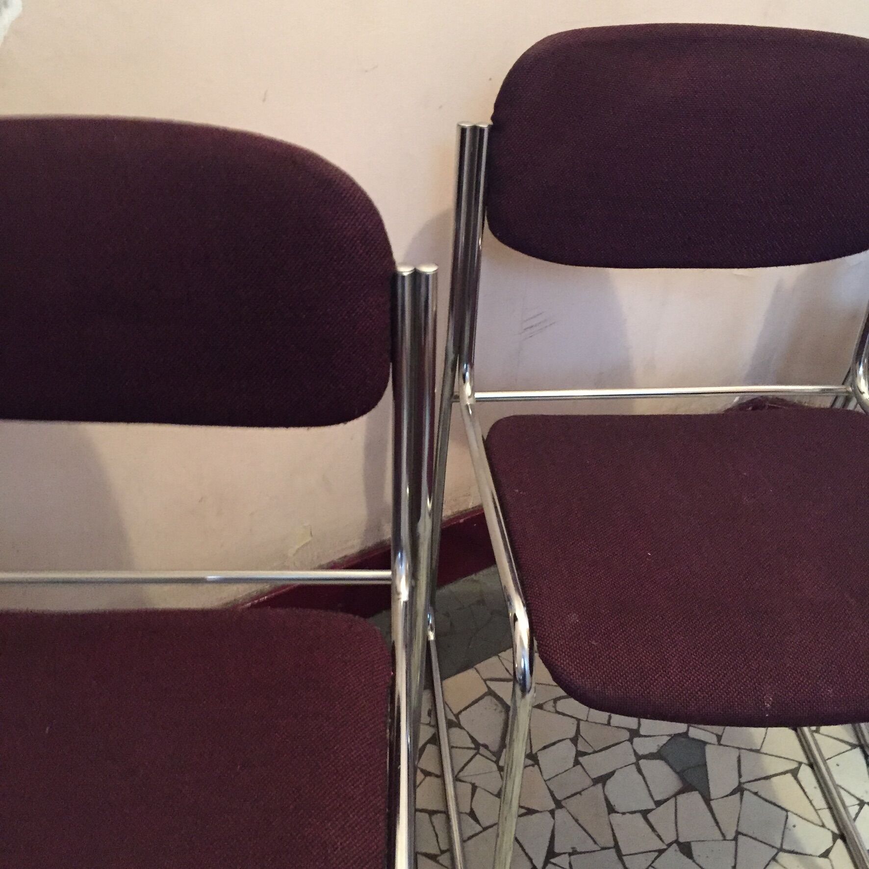Série de 4 chaises chromées 1970