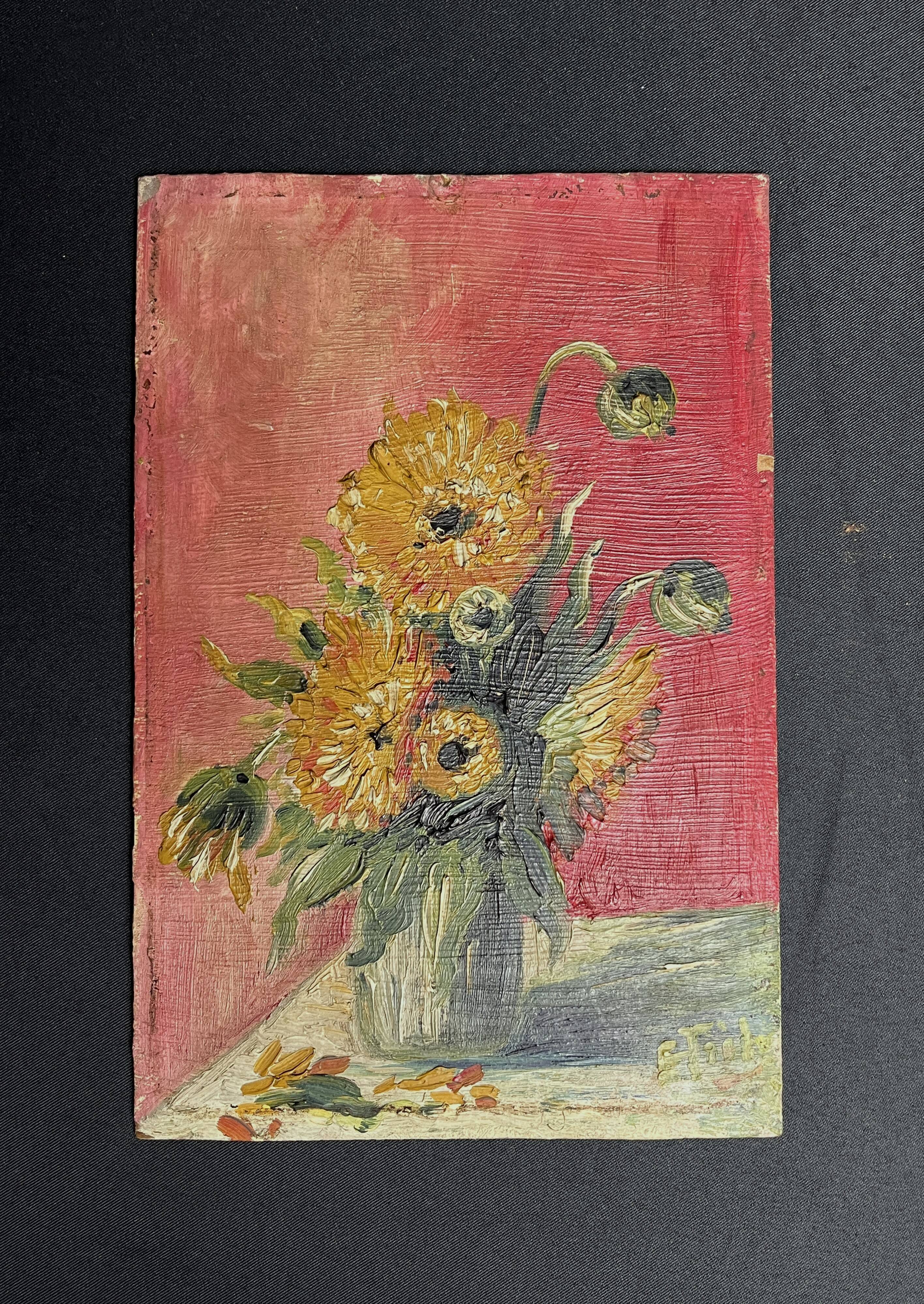 Oil on panel, pair of signed bouquet frames, early 20th century