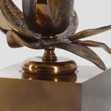Exotic flower table lamp in solid brass
