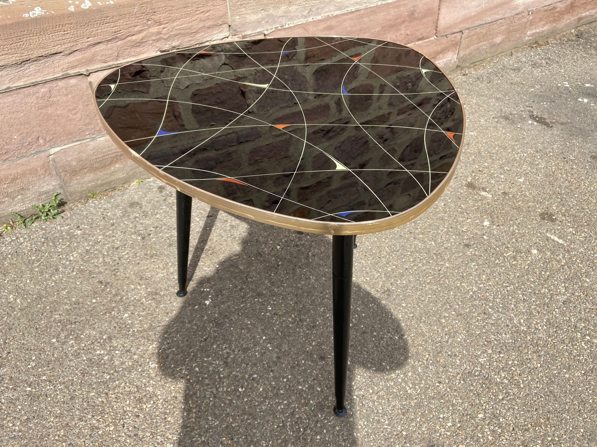 1960 French cocktail coffee table vintage design 1960 Scandinavian tripod